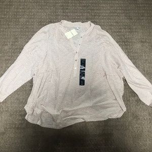 NWT Lucky Brand White and Red Pattern Blouse (XL)